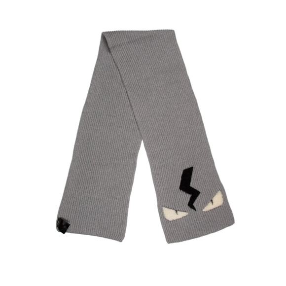 🔴FENDI Eye Monster Wool Scarf - Grey - Picture 1 of 12